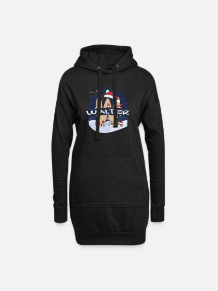 Toller Walter-Name mit Weihnachtsmütze im Weihnachtsthema - Hoodie-Kleid - Schwarz