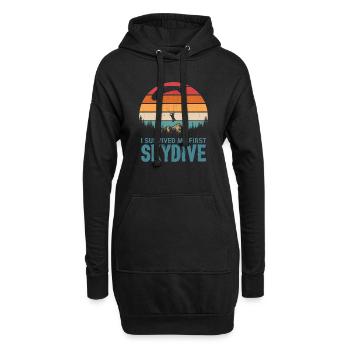 J’ai survécu à mon premier parachute de parachutiste - Sweat-shirt à capuche long Femme - noir - Devant