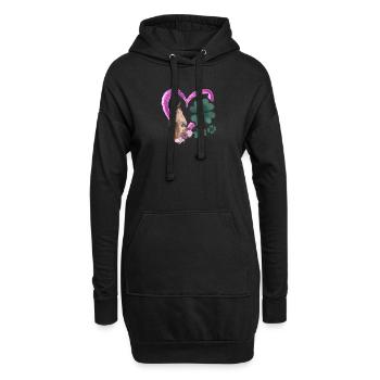 Pferdeliebhaber Herz irisches Kleeblatt - Hoodie-Kleid - Schwarz - Vorne