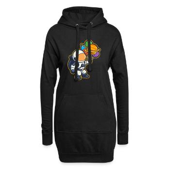Astronaut Holding Planet Ballons Sonnensystem - Hoodie-Kleid - Schwarz - Vorne