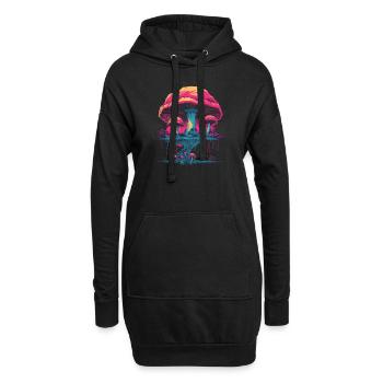 Mushroom | Fantasy Pilze Wald Natur Goa Festival - Hoodie-Kleid - Schwarz - Vorne