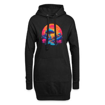 Mushroom | Fantasy Pilze Wald Natur Goa Festival - Hoodie-Kleid - Schwarz - Vorne
