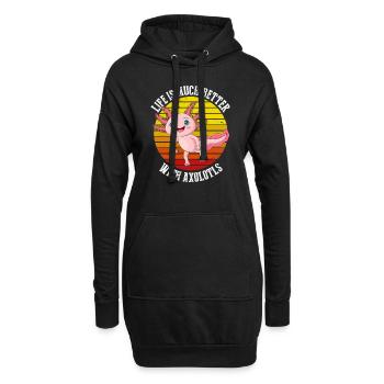 Das Leben Ist Mit Axolotls Im Retro Viel Besser - Hoodie-Kleid - Schwarz - Vorne