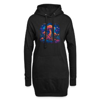Mushroom | Fantasy Pilze Wald Natur Goa Festival - Hoodie-Kleid - Schwarz - Vorne