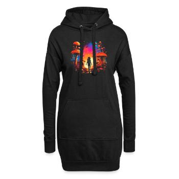 Mushroom | Fantasy Pilze Wald Natur Goa Festival - Hoodie-Kleid - Schwarz - Vorne