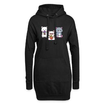 Chat Boba Thé Bubble Tea Gaming Gamer Ramen Anime - Sweat-shirt à capuche long Femme - noir - Devant