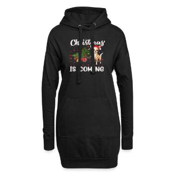 Noël arrive version chien - Sweat-shirt à capuche long Femme - noir - Devant