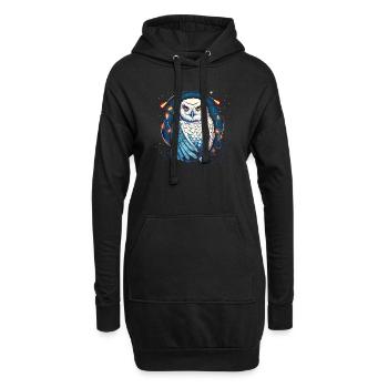 Harfang des neiges Noël ornement, aime les hiboux - Sweat-shirt à capuche long Femme - noir - Devant