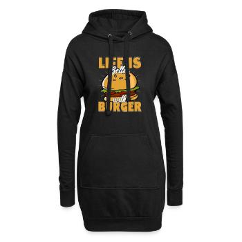 La vie est meilleure avec burger viande petits pains nourriture hamburger - Sweat-shirt à capuche long Femme - noir - Devant