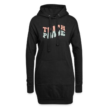Enseigner la paix Jeu de mots Groovy Hippie Enseignant - Sweat-shirt à capuche long Femme - noir - Devant