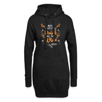Le plus susceptible de boire tout le vin de Noël - Sweat-shirt à capuche long Femme - noir - Devant