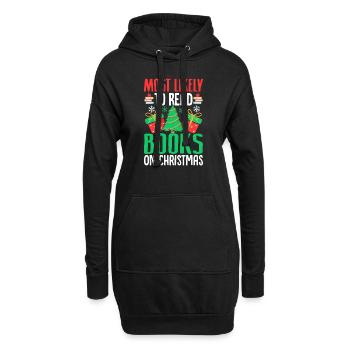 Le plus susceptible de lire un livre sur Noël drôle - Sweat-shirt à capuche long Femme - noir - Devant