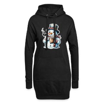Schneemann - Hoodie-Kleid - Schwarz - Vorne