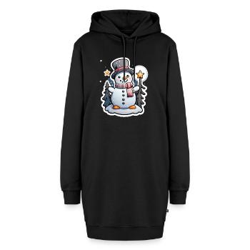 Schneemann - Hoodie-Kleid - Schwarz - Vorne