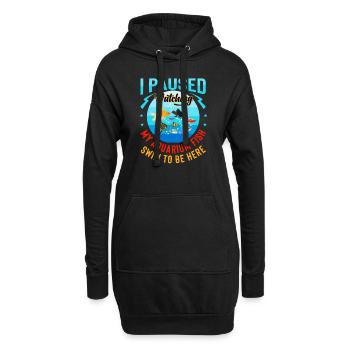 J’ai fait une pause en regardant mes poissons d’aquarium nager pour être ici - Sweat-shirt à capuche long Femme - noir - Devant