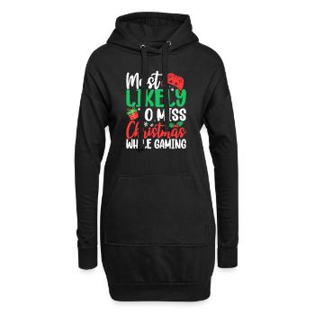 Am ehesten verpassen Sie Weihnachten, während Sie lustig spielen - Hoodie-Kleid - Schwarz - Vorne