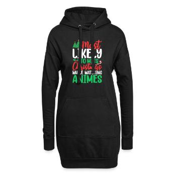 Lustige Weihnachten Anime Otaku Weihnachtsfamilie - Hoodie-Kleid - Schwarz - Vorne
