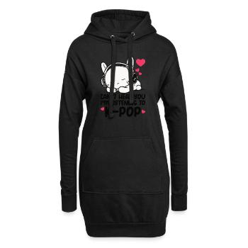 Can't Hear You I'm Listening Kpop Rabbit K-pop - Hoodie-Kleid - Schwarz - Vorne