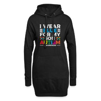 Ich Trage Blau, Weil Mein Sohn Den - Hoodie-Kleid - Schwarz - Vorne