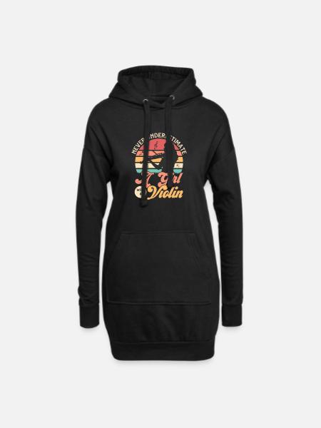 Never Underestimate A Girl With A Violin Orchestra - Hoodie-Kleid - Schwarz