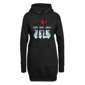 amour petit hippopotame - Sweat-shirt à capuche long Femme - noir - Devant