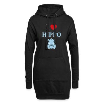 amour petit hippopotame - Sweat-shirt à capuche long Femme - noir - Devant