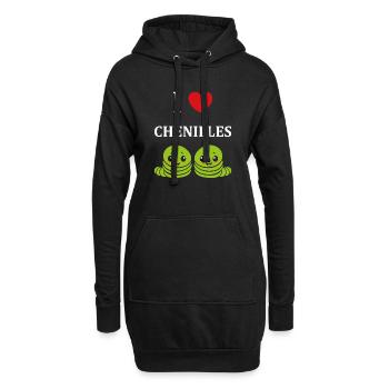 Chenilles insecte Amour petite chenille - Sweat-shirt à capuche long Femme - noir - Devant