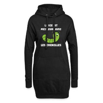 Chenilles insecte Amour petite chenille - Sweat-shirt à capuche long Femme - noir - Devant
