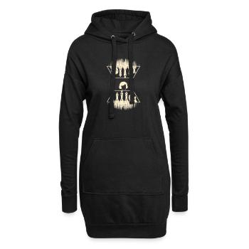 Damengambit Schachspielerfiguren Figuren Brett - Hoodie-Kleid - Schwarz - Vorne