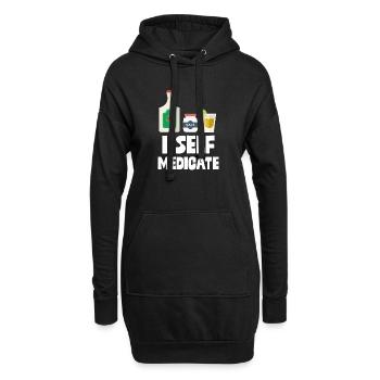 Je m'automédicamente Bouteille de tequila Jeu de mots Shot Pun - Sweat-shirt à capuche long Femme - noir - Devant