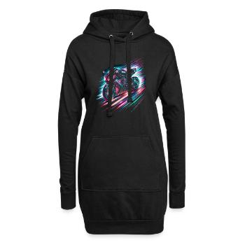 Neon Speed Demon: High-Velocity Light Trails - Hoodie-Kleid - Schwarz - Vorne