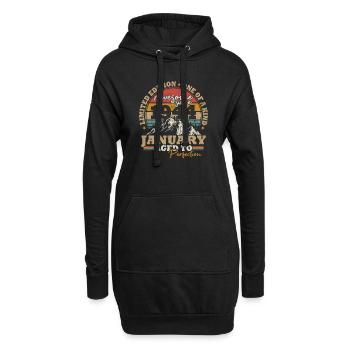 Januar 1944 Jahrgang 80 Jahre Geburtstagsgeschenk - Hoodie-Kleid - Schwarz - Vorne