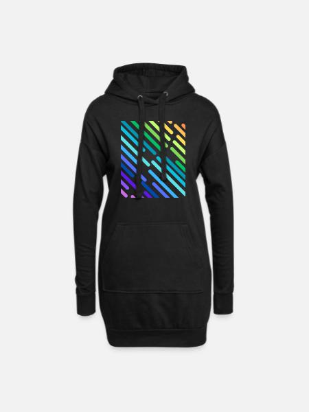 RAINBOW STRIPES - Hoodie Dress - black