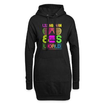 Fille garçon enfants 70 s 80 s 90 s Disco Costume tenue - Sweat-shirt à capuche long Femme - noir - Devant