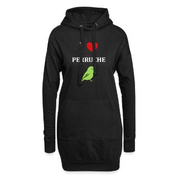 Oiseaux perruches humour petite perruche - Sweat-shirt à capuche long Femme - noir - Devant