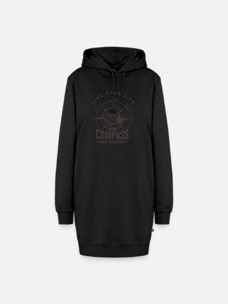 Live your life by a compass not a clock - Hoodie-Kleid - Schwarz