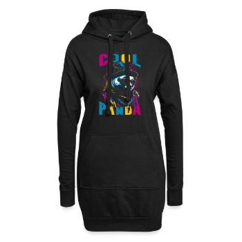 Coole Panda - Hoodie-Kleid - Schwarz - Vorne