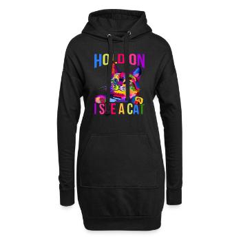Attends, je vois un chat - Sweat-shirt à capuche long Femme - noir - Devant