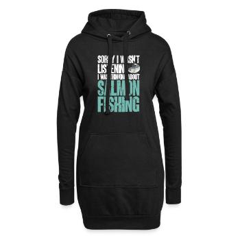 Pêche au saumon Pêcheur de saumon - Sweat-shirt à capuche long Femme - noir - Devant