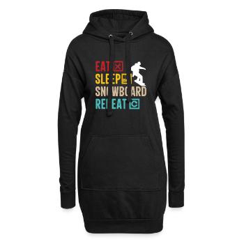 Eat Sleep Snowboard Repeat - Hoodie-Kleid - Schwarz - Vorne