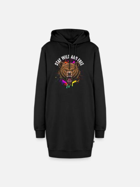 Bleib wild und frei - Hoodie-Kleid - Schwarz