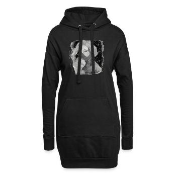 Ätherisches Mädchen und Sterne schwarz und weiß - Hoodie-Kleid - Schwarz - Vorne