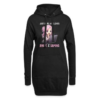 Kawaii Girl Anime Manga Fille Chat - Sweat-shirt à capuche long Femme - noir - Devant