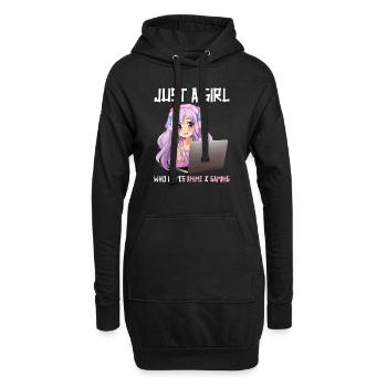 Kawaii Girl Anime Manga Fille Chat - Sweat-shirt à capuche long Femme - noir - Devant
