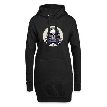 Skelett mit Gamecontroller. Design für Gamer - Hoodie-Kleid - Schwarz - Vorne
