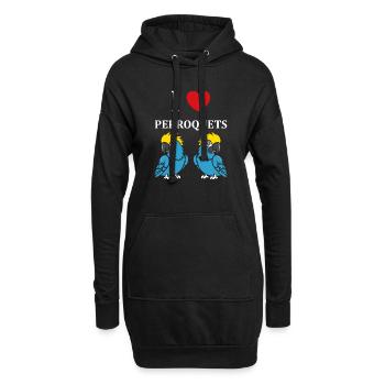 Humour petit perroquet - Sweat-shirt à capuche long Femme - noir - Devant