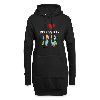 Humour petit perroquet - Sweat-shirt à capuche long Femme - noir - Devant