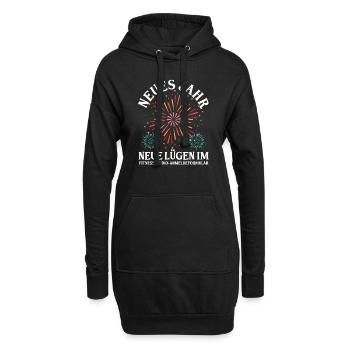 Neujahr Feuerwerk Silvester - Hoodie-Kleid - Schwarz - Vorne