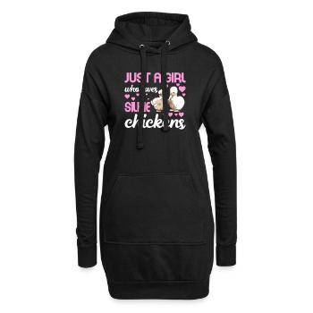 Silkie Huhn Lustige Farm Tierliebhaber - Hoodie-Kleid - Schwarz - Vorne