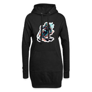 Skifahrer - Hoodie-Kleid - Schwarz - Vorne
